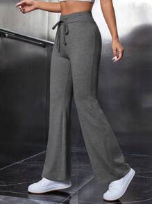 SHEIN PETITE 束口高腰喇叭褲