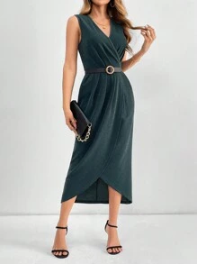 SHEIN Tall Sleeveless Wrap Dress Without Waistband