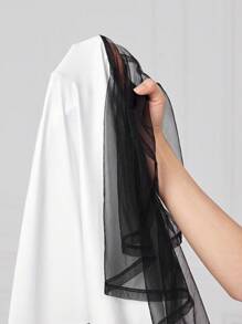 SHEIN Lady Robe de travail élégante pour femmes avec manches évêque transparentes, col rond, rayure et ourlet en queue de poisson pour le printemps/été