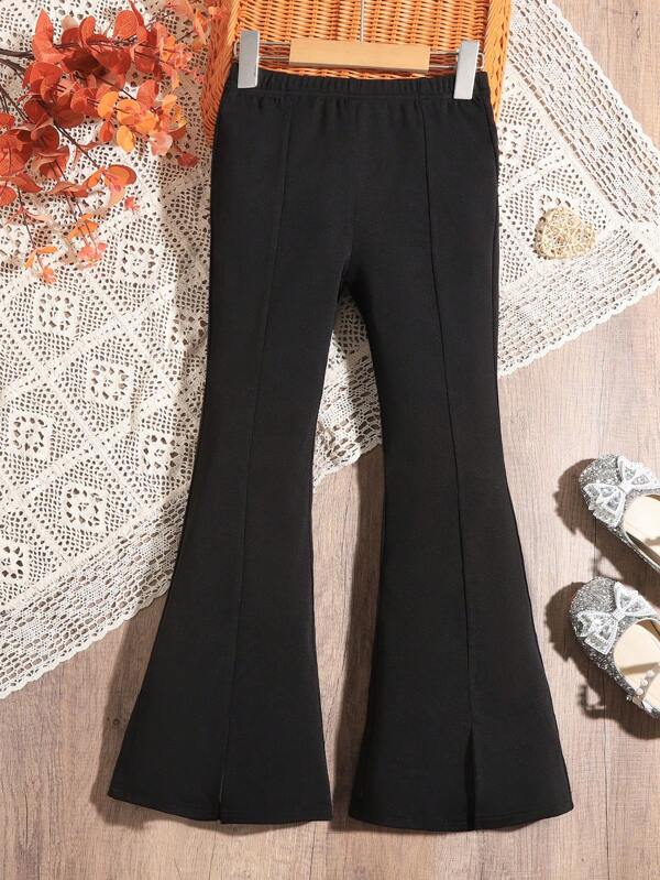 Tween Girl Stylish Plain Flared Trousers