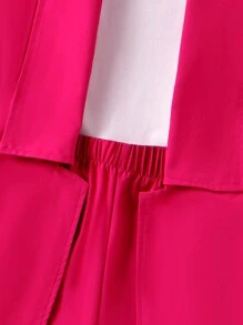 Sparklyn 少女無袖開衫上衣、短褲和襯衫三件套裝,紅酒色 - 玫紅色 - 查看 6