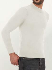 RueChic Men's Slim Fit Turtleneck Sweater - Beige - View 5