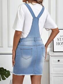 SHEIN Mono Corto De Maternidad Con Bordes En Bruto