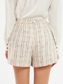 SHEIN Privé Women'S Plaid Wide Leg Shorts - White - View 2