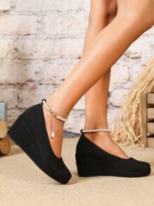New Arrival Hot Selling Comfortable, Versatile, Elegant, Thick Sole, Chunky Heel Women Shoes, Solid Color