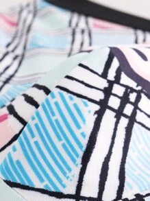 男式卡通印花色塊中腰短褲 - 彩色 - 查看 7