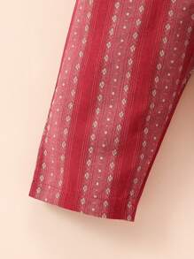 Mono de tirantes para bebé niña de rayas multicolores para las fiestas de Ramadán - Rojo - Ver 5
