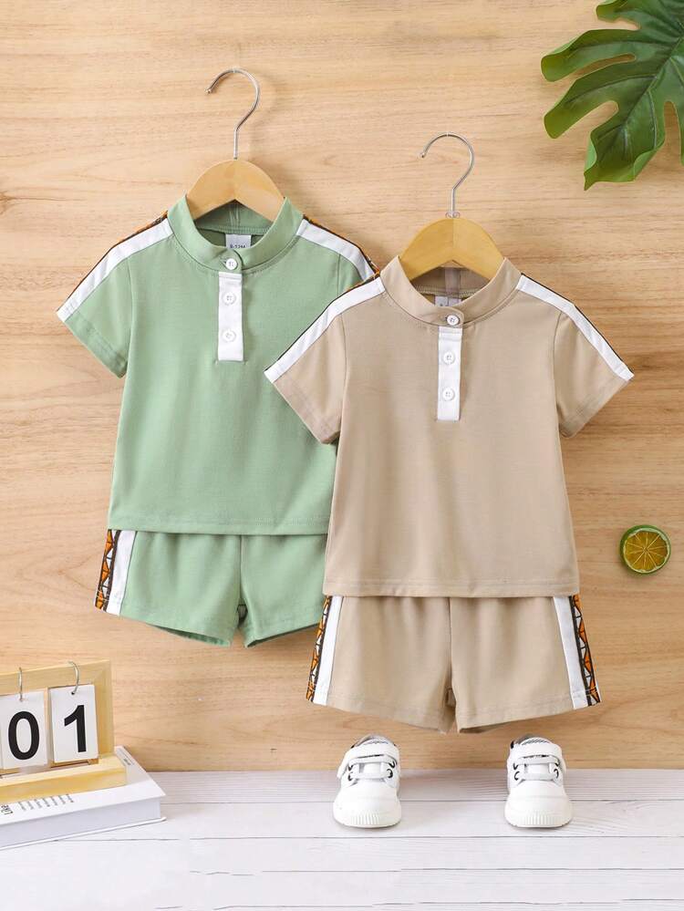 Baby Boys' Multicolor Knitted Top & Shorts Set