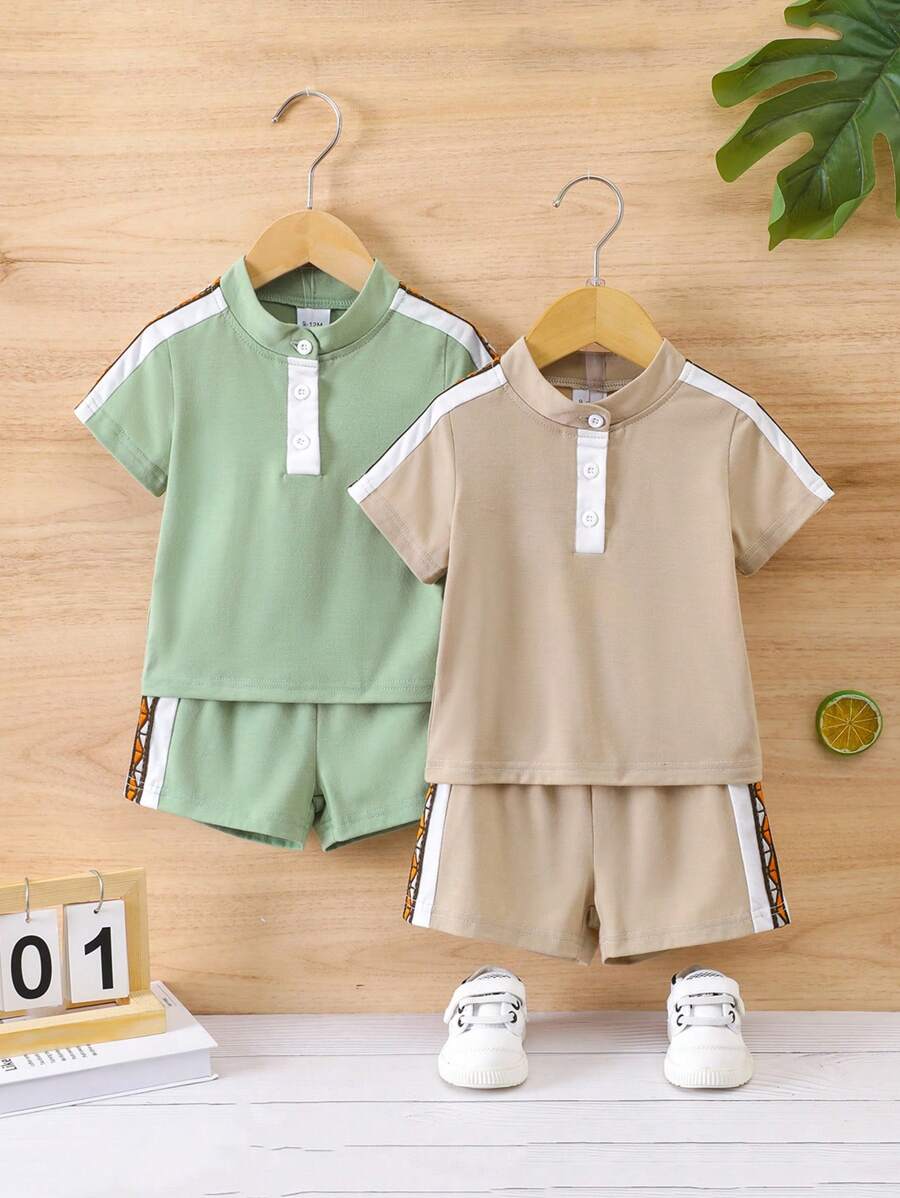 Baby Boys' Multicolor Knitted Top & Shorts Set - Multicolor - View 1