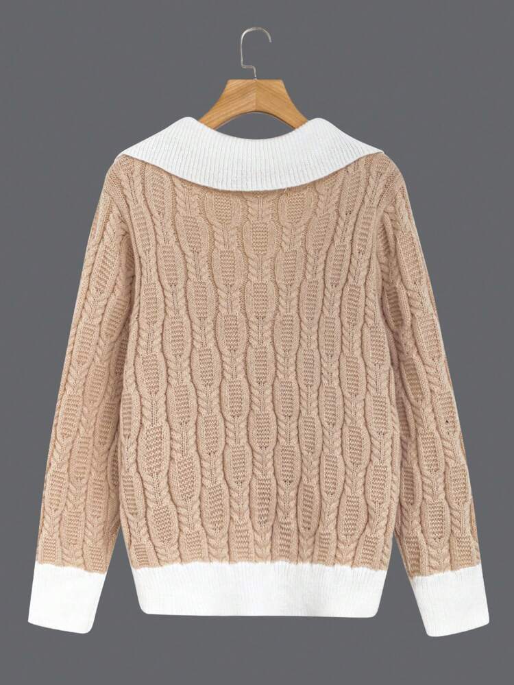 Plus Size Color Block Sweater Pullover Knit Pullover Fall Winter Sweater
