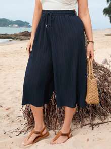 SHEIN VCAY Plus Size Solid Color Cropped Summer Pants