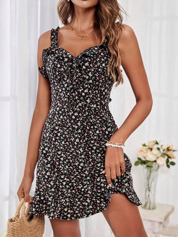 Resort Style Floral Print Women's Spring Dress