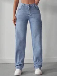 SHEIN EZwear 女式直筒牛仔褲