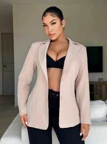 SHEIN SXY Của phụ nữ Single-breasted - Màu be - Xem 1