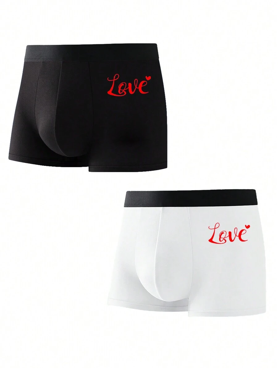 男士 1 件字母印花平角內褲