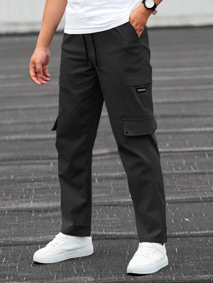 Manfinity Homme Men's Drawstring Cargo Loose Pants, For Fall