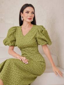 Modelyn Women'S Puff Sleeve Maxi Dress - Green - View 6