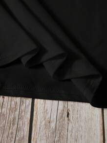 INAWLY Women's Slogan Printed Short Sleeve T-Shirt - Black - View 4