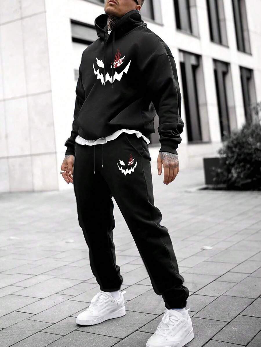 Manfinity Nam In biểu thức Dây rút Áo Hoodie & Quần thể thao - màu đen - Xem 1