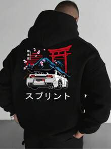 Manfinity Hypemode Men's Oversized Hoodie With Pattern Print - Black - View 1