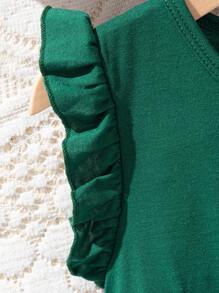 SHEIN Young Girl Floral Print Dress With Ruffle Hem,Holiday,Summer,Travel