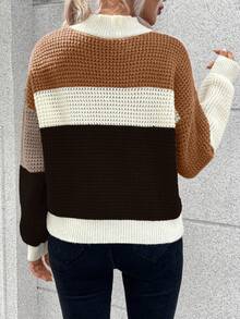 SHEIN Essnce 女款拼色落肩毛衣 - 彩色 - 查看 2