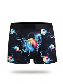 Funny Cute Galaxy Print Men's Swim Trunks With Medium Stretch Knitted Fabric - Multicolor - View 3