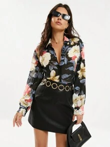 SHEIN Clasi Women'S Floral Printed Long Sleeve Shirt - Multicolor - View 4