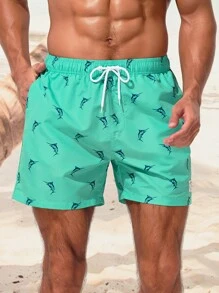 Manfinity Swimmode Shorts de natación de cintura con cordón - verde menta - Ver 3