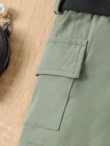 寶寶女孩肋紋愛心刺繡短袖T恤和購物短褲套裝，夏季 - 彩色 - 查看 5