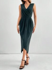 SHEIN Tall Sleeveless Wrap Dress Without Waistband