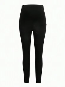 SHEIN Pregnant Women's Knitted Adjustable Waist High Waist Long Skinny Leggings Pants For Maternity - Multicolor - View 3