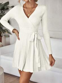 SHEIN LUNE 女式高領毛衣裙 - 白色 - 查看 4