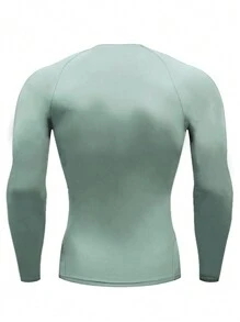 Manfinity Sport Corelite Boyfriend Style Men's Solid Color Raglan Sleeve Sports T-Shirt Long Sleeve Shirt 2-Piece Set - Multicolor - View 2