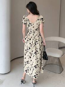 DAZY Women's Floral Printed Puff Sleeve Dress Sundress