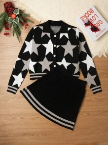 Hợp thời Ngôi sao Dệt hoa Thiếu niên Cô gái Bộ đồ - Nhiều màu - Xem 1