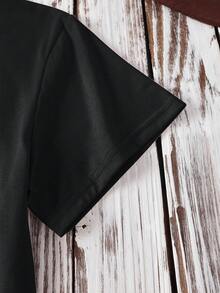 INAWLY Women's Bird Pattern Printed Short Sleeve T-Shirt - Black - View 4