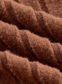 SHEIN MOD 女用開叉下擺長袖羅紋 T 卹 - 棕色 - 查看 4