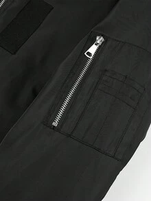 男式拉链保暖衬里保暖加厚外套 - 黑色 - 查看 3