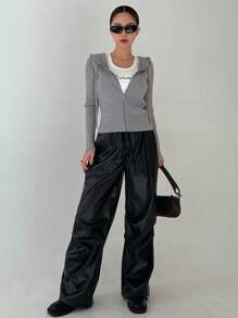 DAZY Women Cardigans Zip Rib-Knit Casual - Grey - View 6