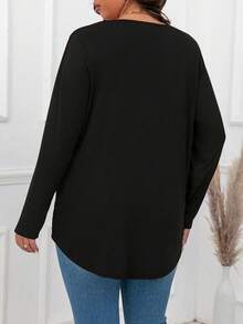 SHEIN Clasi Plus Size Women's Glitter Patchwork 2 In 1 T-Shirt - Multicolor - View 2