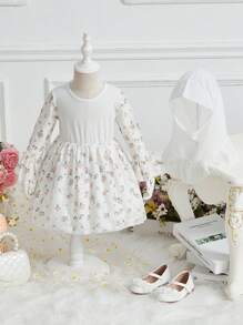 Elegantes Frühling/sommer-blumen-patchwork-kleid Für Baby-mädchen - Verschiedenfarbig - Übersicht 1