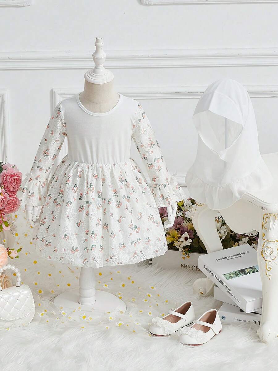 Elegantes Frühling/sommer-blumen-patchwork-kleid Für Baby-mädchen - Verschiedenfarbig - Übersicht 1