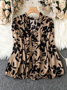 SHEIN Clasi Camicia / Blusa Taglia Grande Con Stampa Floreale