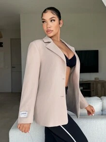 SHEIN SXY Của phụ nữ Single-breasted - Màu be - Xem 5