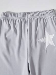 Tween Girls' Star Embroidery Flared Pants - Light Grey - View 3