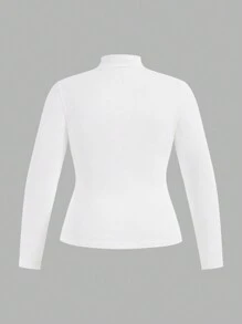 SHEIN BASICS Kích thước lớn Của phụ nữ Tay áo dài Áo thun - trắng - Xem 2