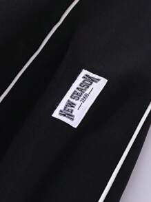 Boys' Loose Knitted Colorblock Sweatpants With Rolled Edge - Black - View 3
