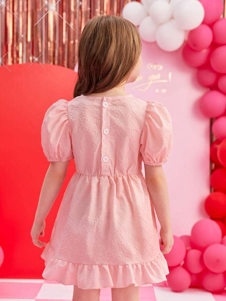 Little Girls' Casual Cute Elegant Bubble Sleeve Gorgeous Shiny Stylish Dress For Spring And Autumn