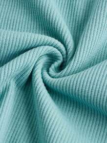 SHEIN 少女實色條紋方領大袖休閒連衣裙 - 青碧色 - 查看 3